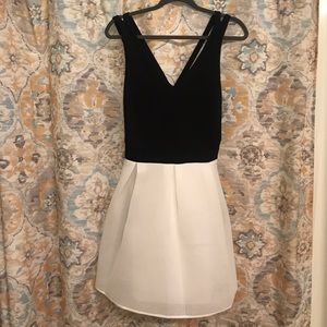 Express V-neck Pleated Fit & Flare cocktail dress